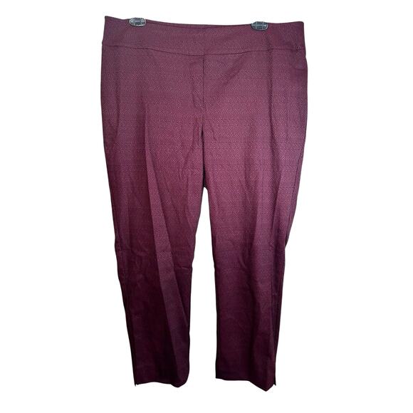Erica Taylor Plus Size 3X Jacquard Textured Straight Pull On Pants Burgundy - Picture 1 of 9